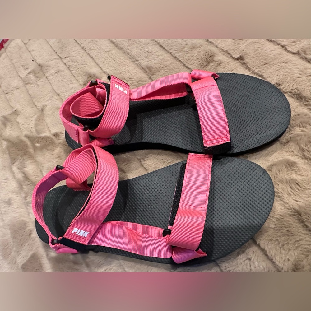 PINK Victoria Secret Active outdoor Velcro rubber sandals large